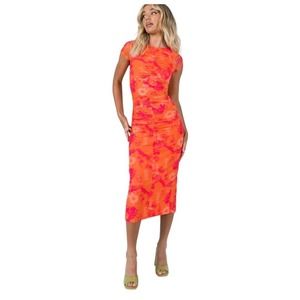 Princess Polly Graphic Colorful Bright Mesh Midi Dress Size 2 New